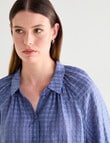Jigsaw Sawyer Gather Neck Shirt, Smoke Blue Check product photo View 06 S