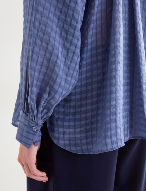 Jigsaw Sawyer Gather Neck Shirt, Smoke Blue Check product photo View 08 L