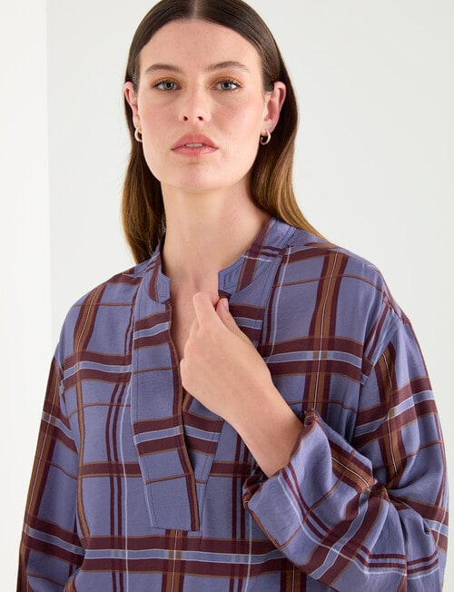 Jigsaw Ashby Check Top, Plum Check product photo View 07 L