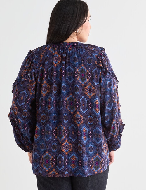 Studio Curve Frill Detail Boho Top, Boho Print product photo View 02 L
