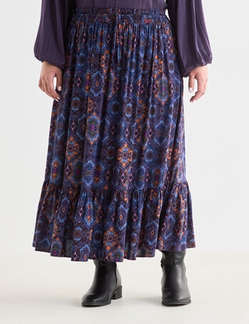 Studio Curve Maxi Frill Skirt, Boho Print product photo