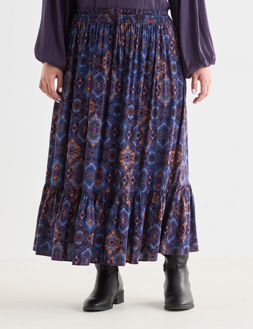 Studio Curve Maxi Frill Skirt, Boho Print product photo