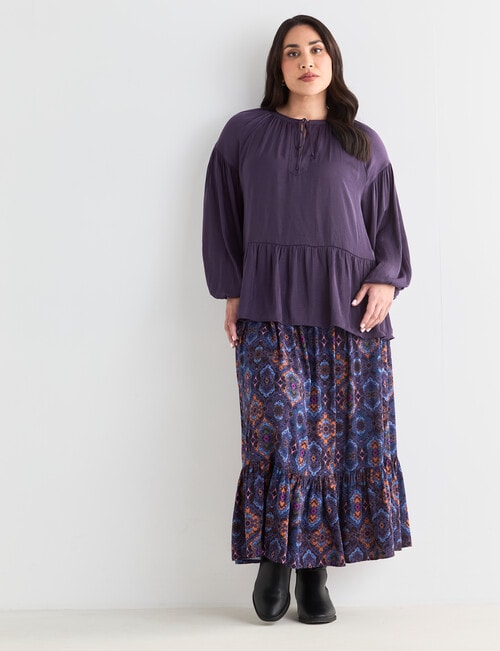 Studio Curve Maxi Frill Skirt, Boho Print product photo View 03 L