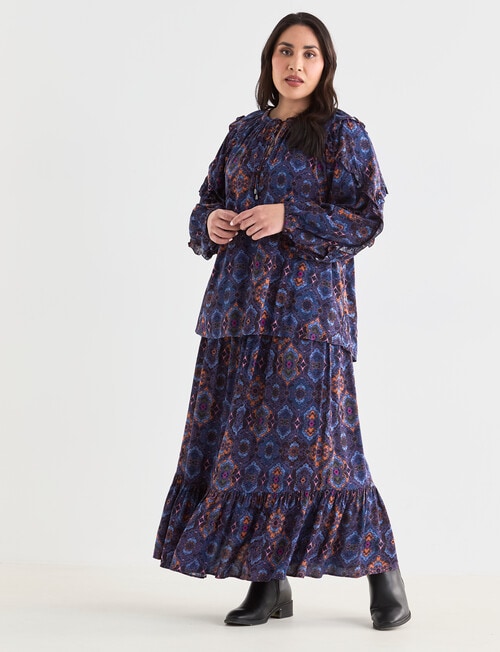 Studio Curve Maxi Frill Skirt, Boho Print product photo View 05 L