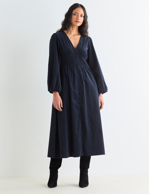 Whistle Cord Midi Dress, Blue Night product photo View 05 L
