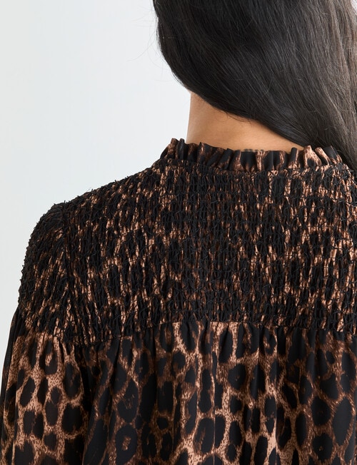 Whistle Smocked Blouse, Animal Print product photo View 08 L