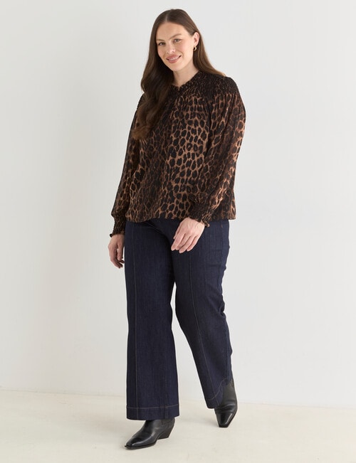 Whistle Smocked Blouse, Animal Print product photo View 13 L