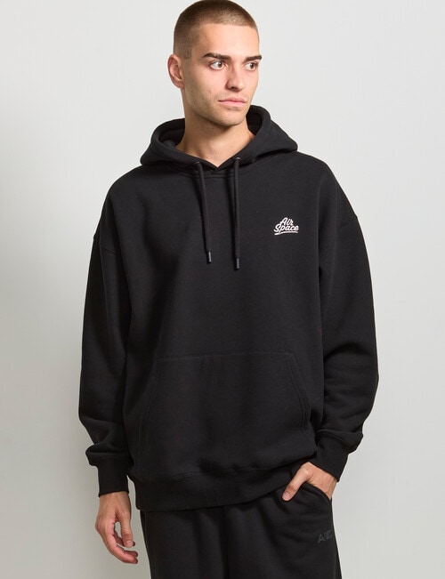 AIR SPACE Oversize Embroidered Hoodie, Black product photo View 02 L