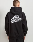 AIR SPACE Oversize Embroidered Hoodie, Black product photo View 03 S
