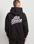 AIR SPACE Oversize Embroidered Hoodie, Black product photo View 03 S
