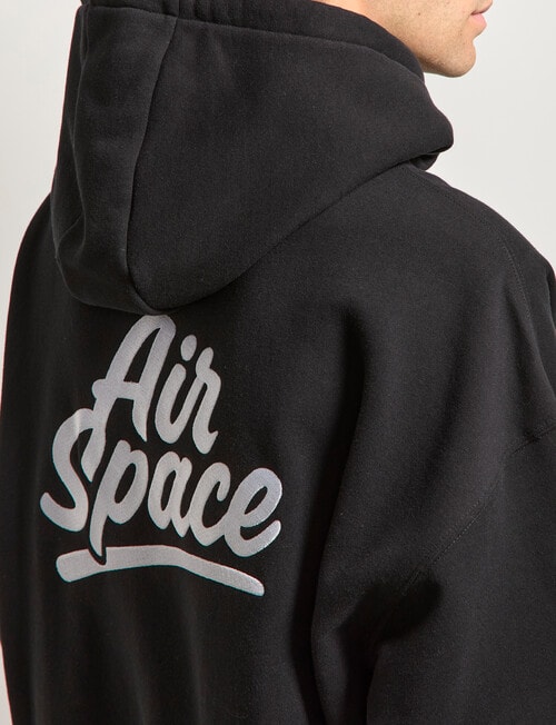 AIR SPACE Oversize Embroidered Hoodie, Black product photo View 04 L