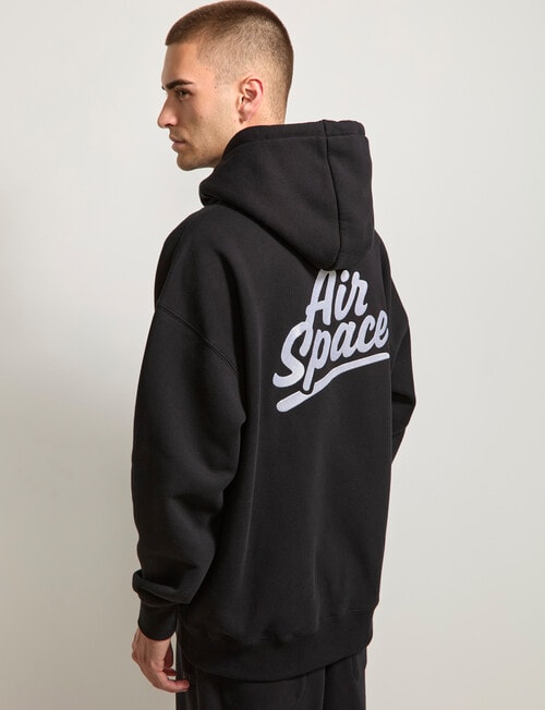 AIR SPACE Oversize Embroidered Hoodie, Black product photo View 07 L