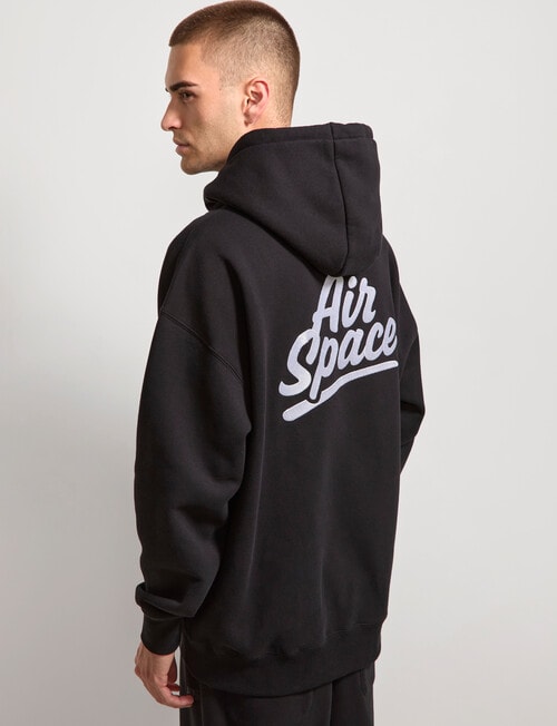 AIR SPACE Oversize Embroidered Hoodie, Black product photo View 07 L
