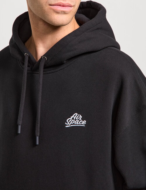 AIR SPACE Oversize Embroidered Hoodie, Black product photo View 08 L