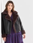 Whistle Pebbled Aviator Jacket , Black & Chocolate product photo