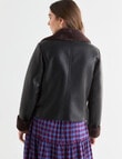 Whistle Pebbled Aviator Jacket , Black & Chocolate product photo View 02 S