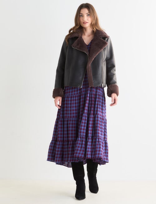 Whistle Pebbled Aviator Jacket , Black & Chocolate product photo View 03 L