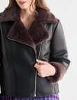 Whistle Pebbled Aviator Jacket , Black & Chocolate product photo View 04 S