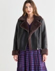 Whistle Pebbled Aviator Jacket , Black & Chocolate product photo View 05 S