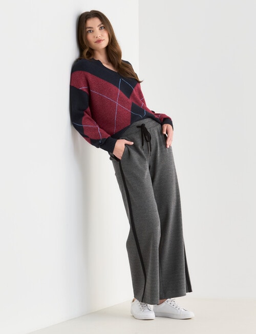 Whistle Wide Leg Ponte Pant, Charcoal product photo View 03 L