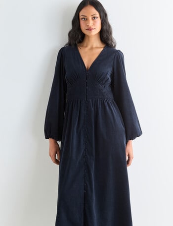 Whistle Cord Midi Dress, Blue Night product photo