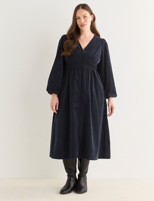 Whistle Cord Midi Dress, Blue Night product photo View 12 L