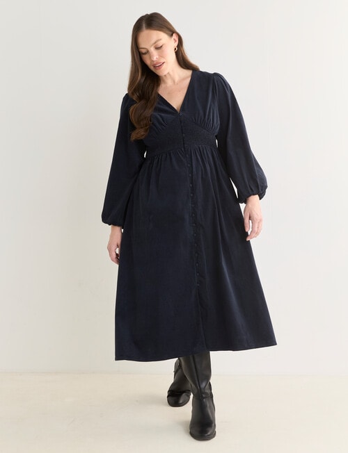 Whistle Cord Midi Dress, Blue Night product photo View 13 L