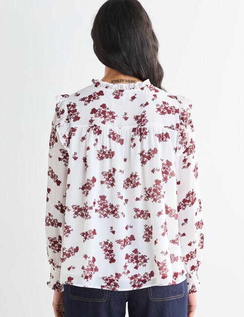 Whistle Shadow Ruffle Blouse, Floral Ivory product photo View 02 L