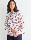 Whistle Shadow Ruffle Blouse, Floral Ivory product photo View 05 S