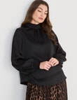 Whistle Hammered Satin Blouse, Black product photo