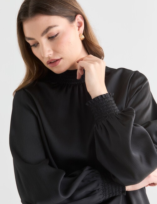 Whistle Hammered Satin Blouse, Black product photo View 04 L