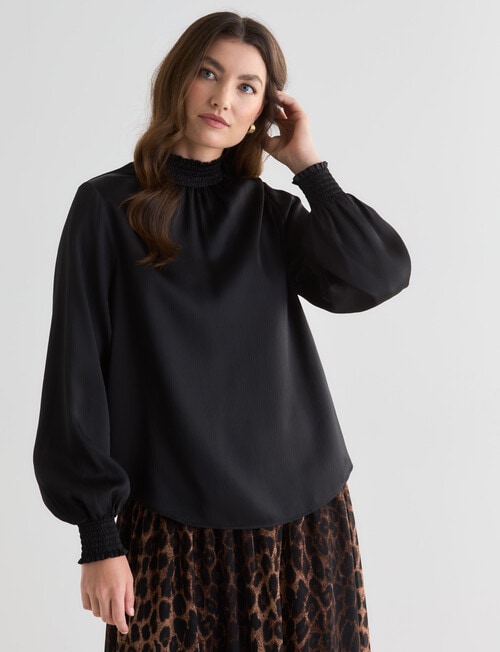 Whistle Hammered Satin Blouse, Black product photo View 05 L