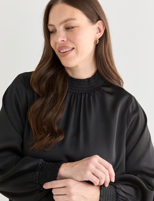 Whistle Hammered Satin Blouse, Black product photo View 12 L