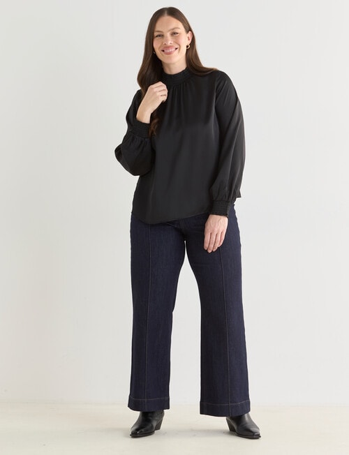 Whistle Hammered Satin Blouse, Black product photo View 13 L