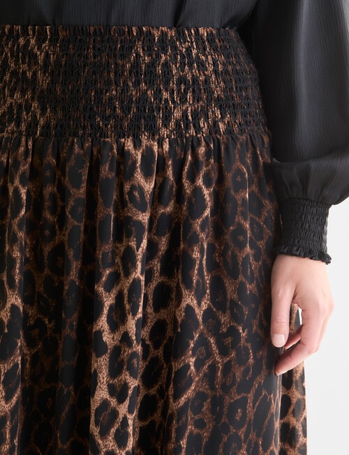 Whistle Smocked Waist Skirt, Animal Print product photo View 04 L