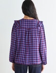 Whistle Ruffle Check Top, Blue & Cherry product photo View 02 S
