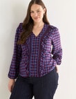Whistle Ruffle Check Top, Blue & Cherry product photo View 12 S