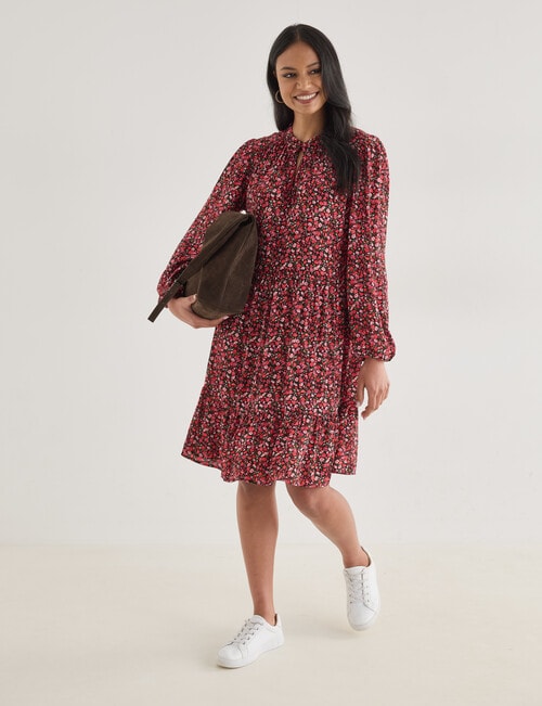 Whistle Tiered Dress Ditsy Floral, Shorter Length, Floral Pink product photo View 03 L