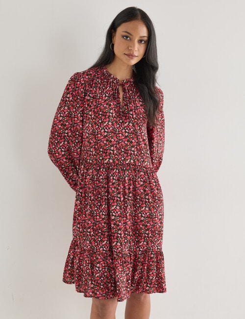 Whistle Tiered Dress Ditsy Floral, Shorter Length, Floral Pink product photo View 05 L