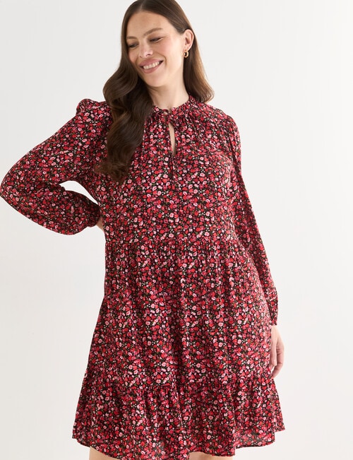 Whistle Tiered Dress Ditsy Floral, Shorter Length, Floral Pink product photo View 12 L