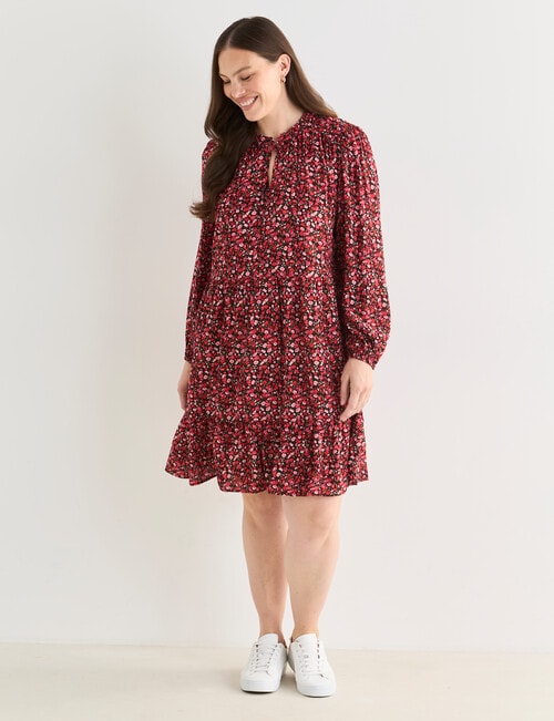 Whistle Tiered Dress Ditsy Floral, Shorter Length, Floral Pink product photo View 13 L