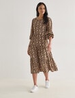 Whistle Long Sleeve Tiered Dress, Paisley Khaki product photo View 03 S