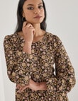 Whistle Long Sleeve Tiered Dress, Paisley Khaki product photo View 04 S