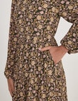 Whistle Long Sleeve Tiered Dress, Paisley Khaki product photo View 05 S