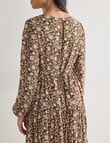 Whistle Long Sleeve Tiered Dress, Paisley Khaki product photo View 06 S