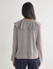 Whistle Ruffle Neck Blouse, Gingham Chocolate product photo View 02 S