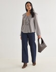 Whistle Ruffle Neck Blouse, Gingham Chocolate product photo View 03 S