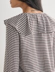Whistle Ruffle Neck Blouse, Gingham Chocolate product photo View 05 S