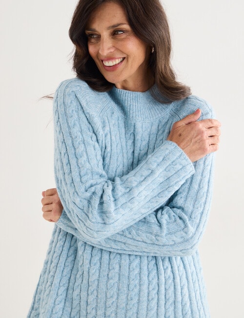 Ella J Swing Cable Knit Jumper, Aqua product photo