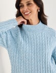 Ella J Swing Cable Knit Jumper, Aqua product photo View 04 S